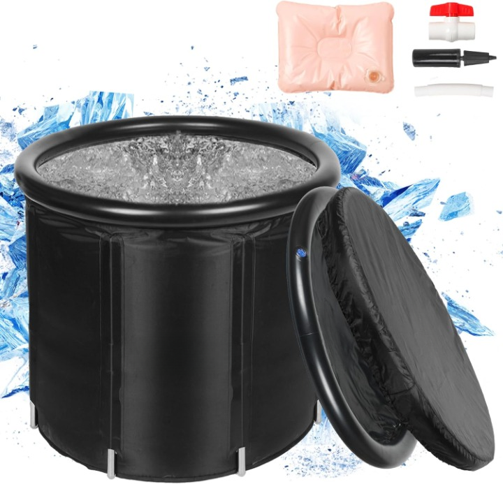 ArcticCore™ Pro Ice Recovery Tub – 105 Gal Cold Plunge with Steel Support - Black