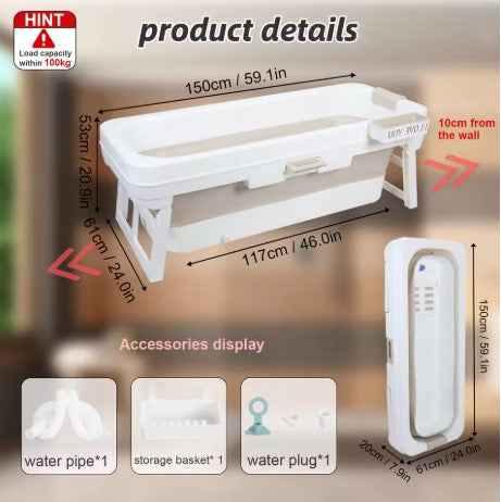 59″ Large Foldable Bathtub for Adults