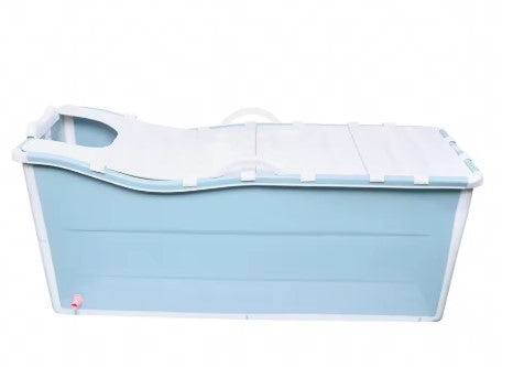 53″ Extra Large Portable Foldable Bathtub (Blue) with Cover Lid